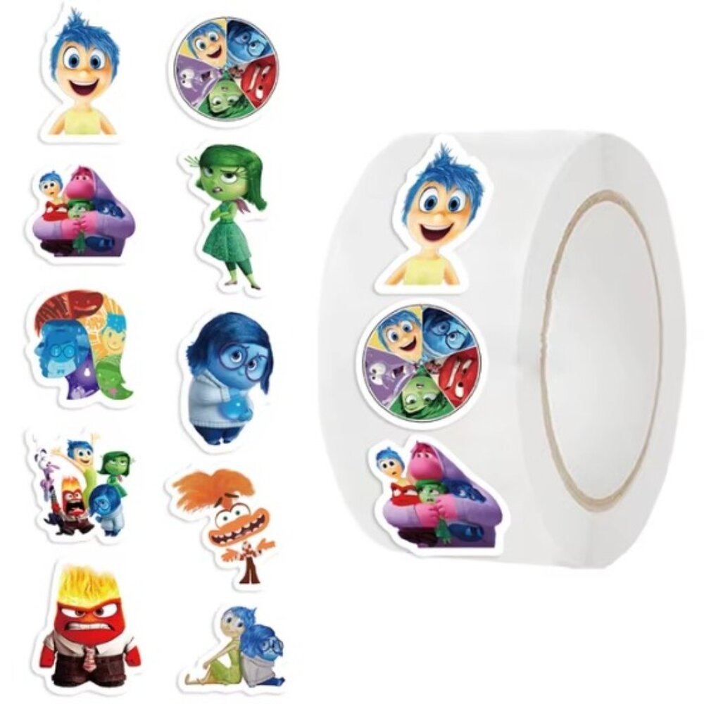 Inside Out 2 Vinyl Stickers Roll 500pcs Round